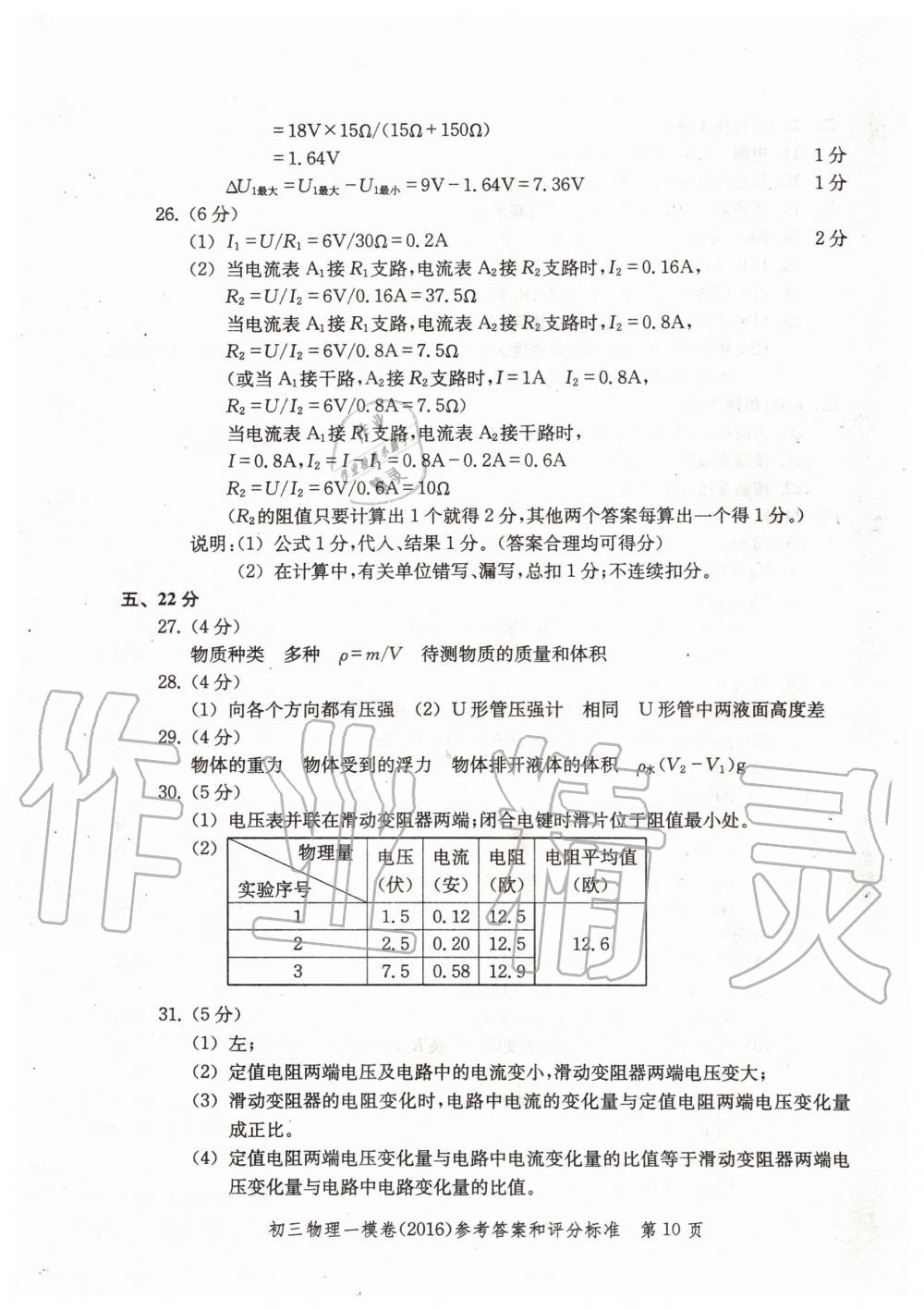 2019年文化课强化训练九年级物理全一册沪教版 第94页