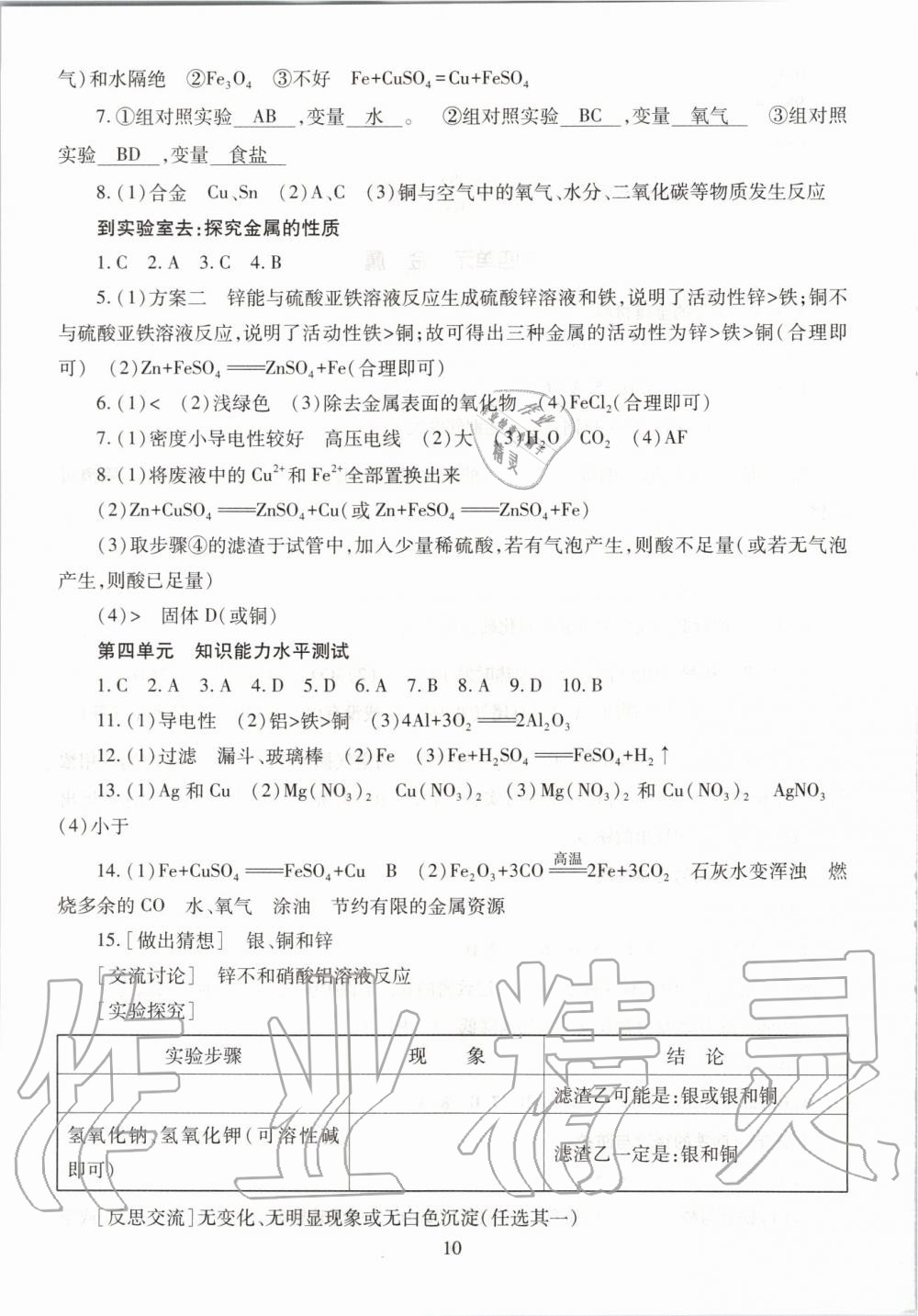 2019年智慧學(xué)習(xí)九年級(jí)化學(xué)全一冊(cè)魯教版五四制 第10頁(yè)