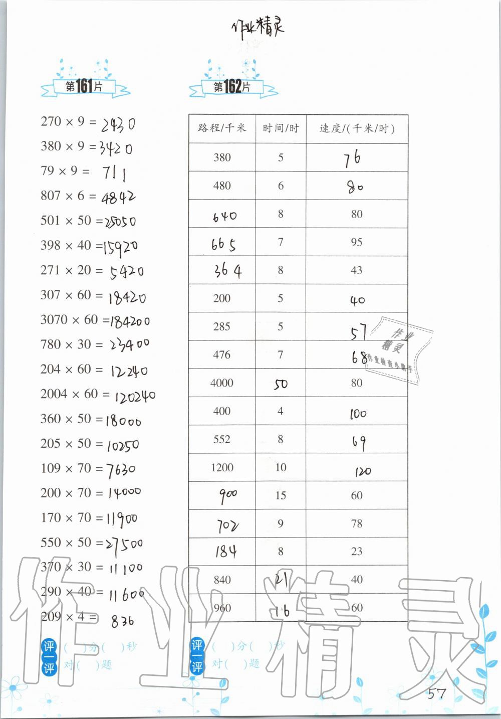 2019年小學(xué)數(shù)學(xué)口算訓(xùn)練四年級(jí)上冊人教版雙色升級(jí)版 第57頁