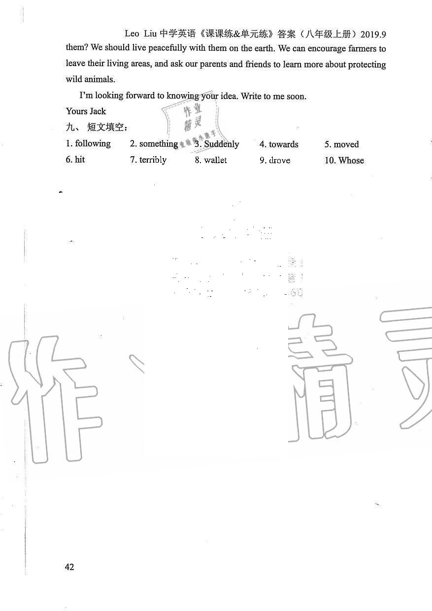 2019年LeoLiu中学英语课课练单元练八年级上册译林版 第42页