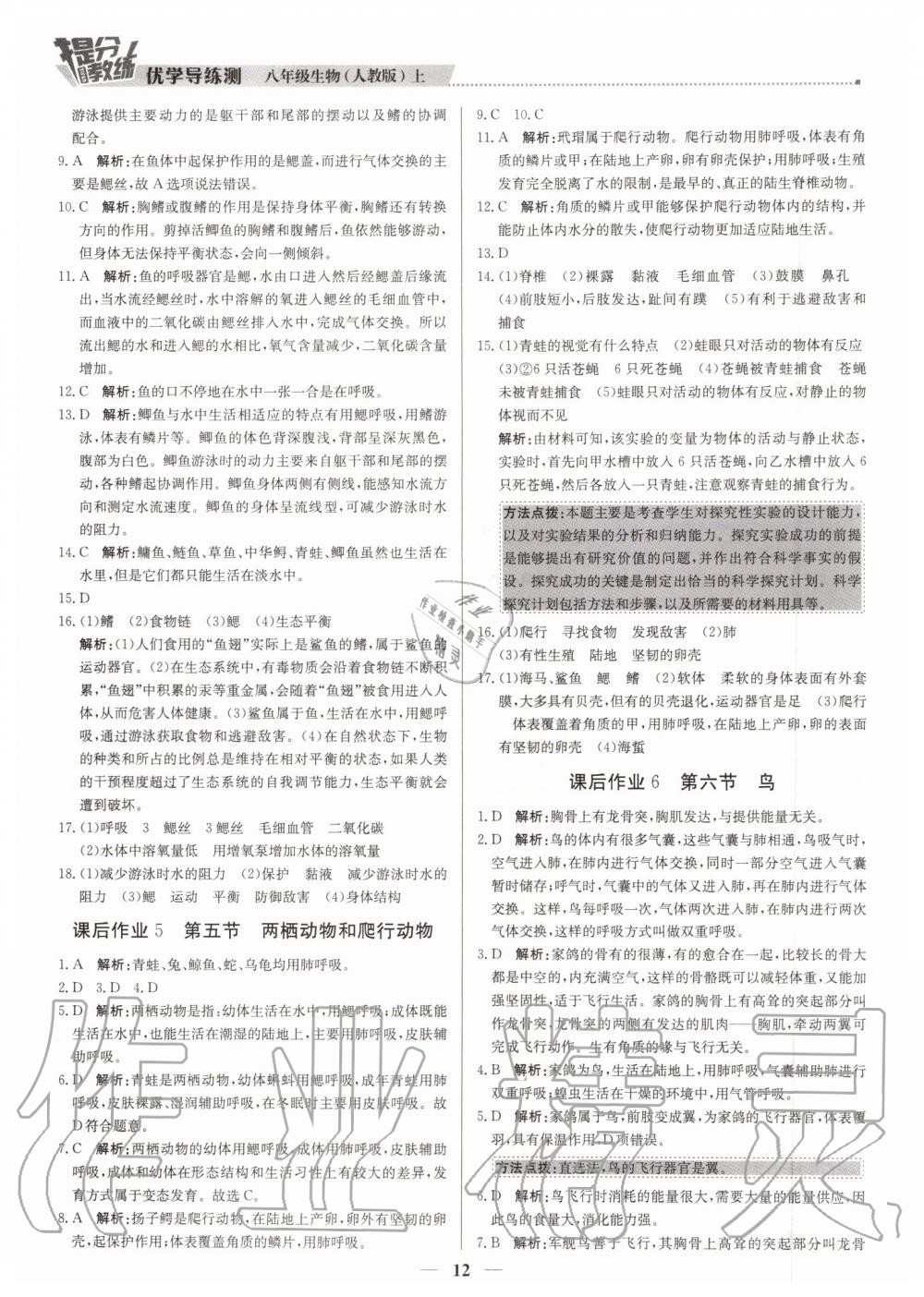 2019年提分教練八年級生物上冊人教版 第12頁