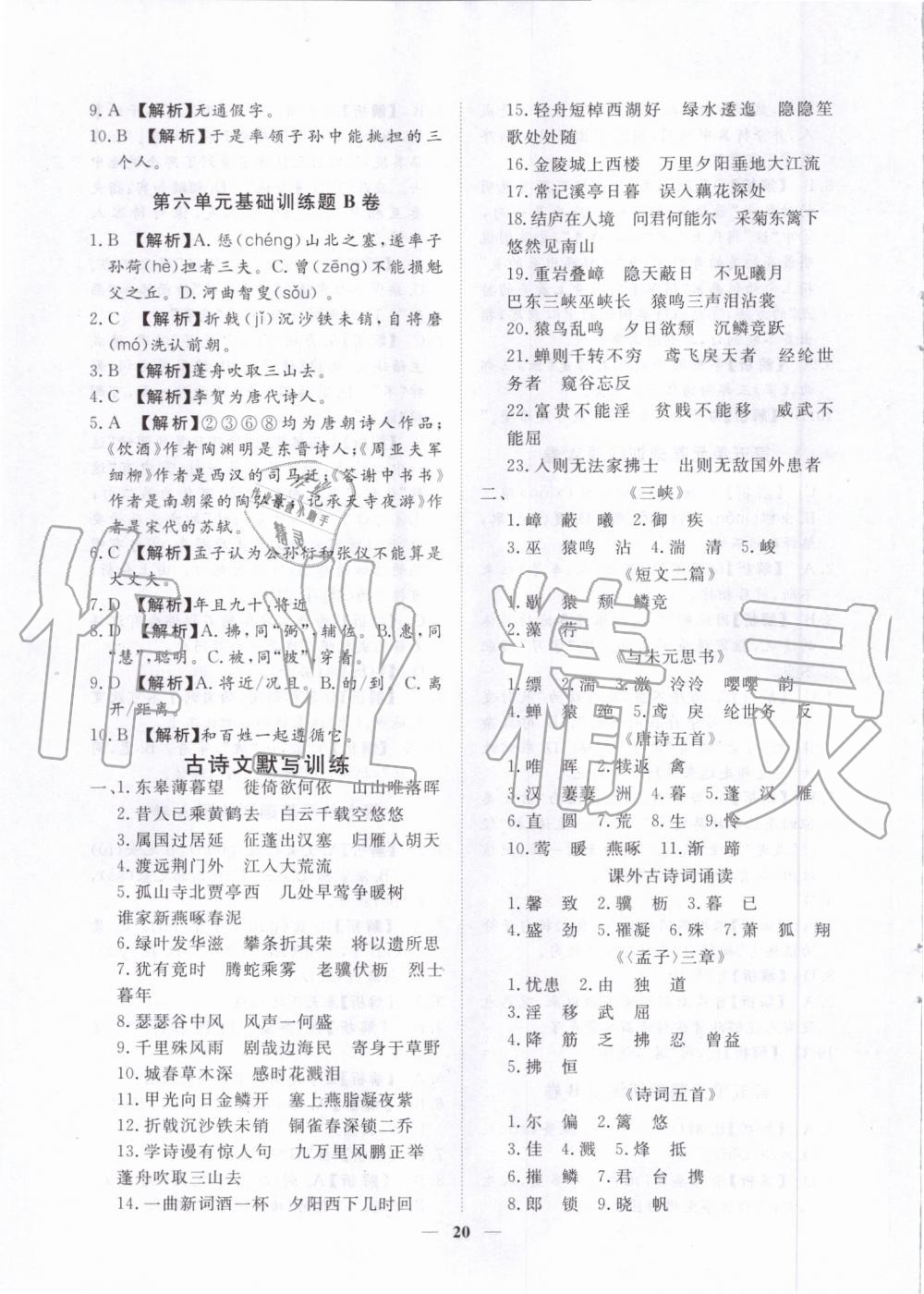 2019年考點(diǎn)專練八年級(jí)語文上冊(cè)人教版深圳專版 第20頁