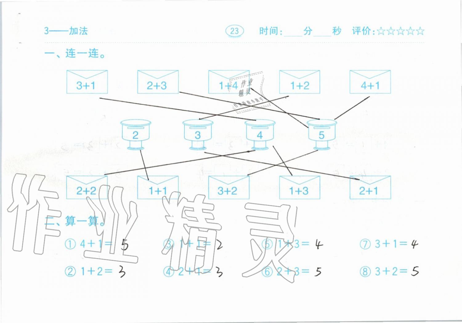 2019年小學(xué)數(shù)學(xué)口算題卡一年級(jí)上冊(cè)人教版齊魯書(shū)社 第23頁(yè)