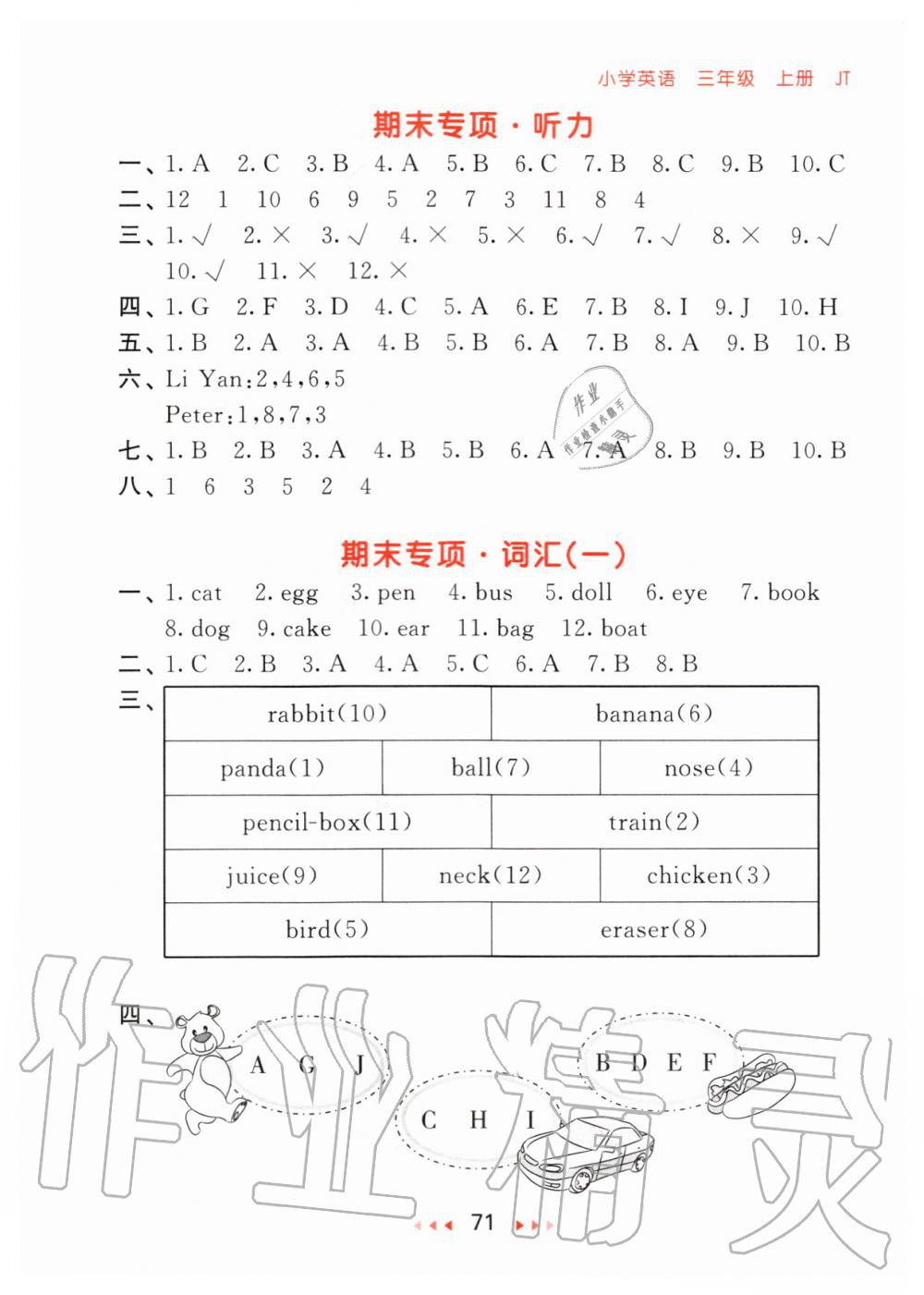 2019年53隨堂測小學(xué)英語三年級上冊人教精通版 第11頁