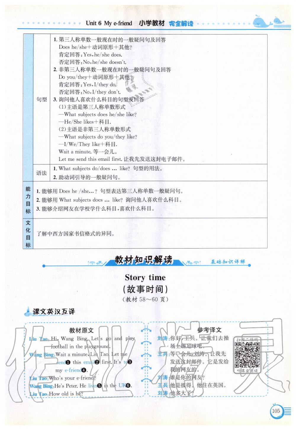 2019年教材课本五年级英语上册译林版 参考答案第105页