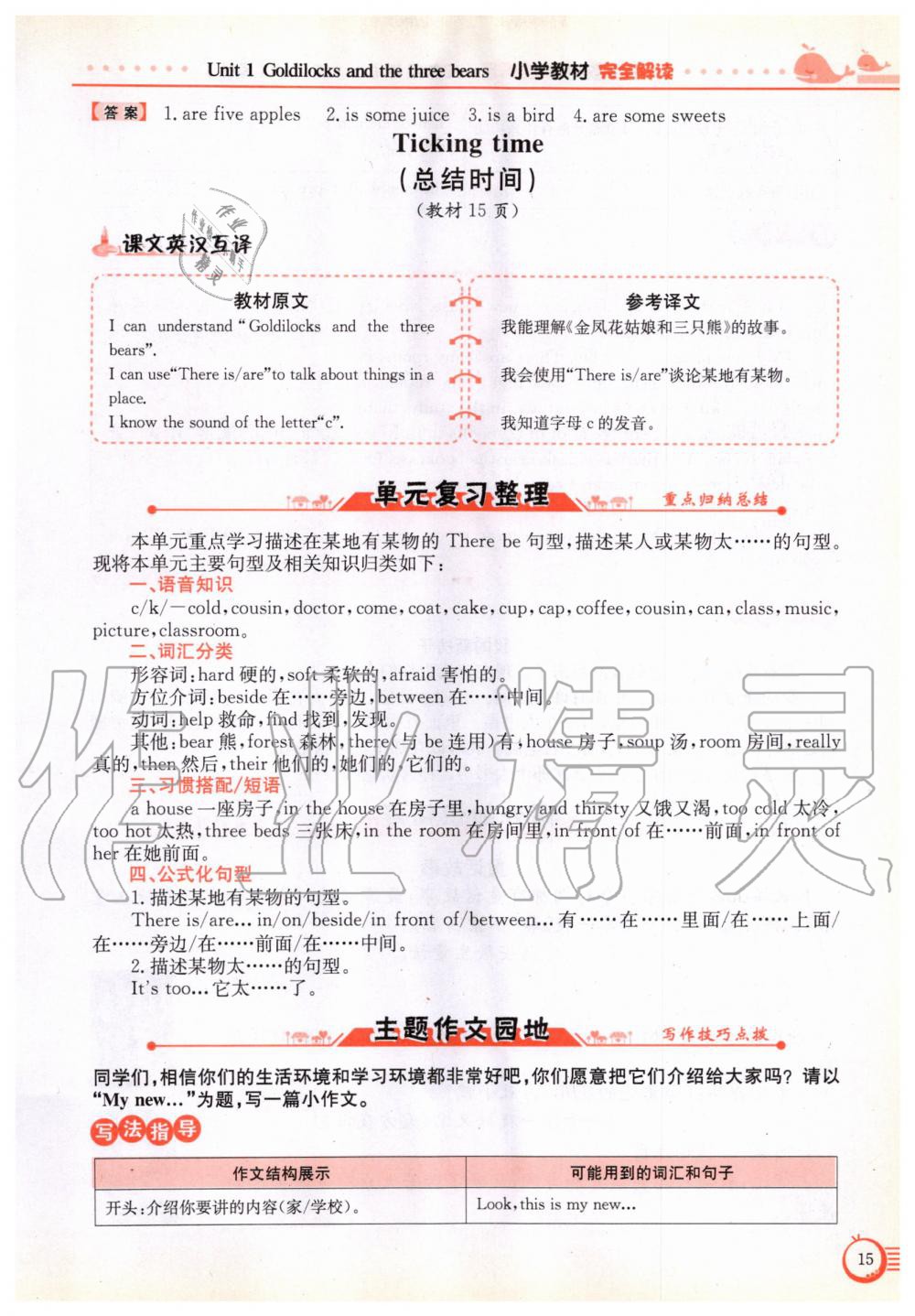 2019年教材课本五年级英语上册译林版 参考答案第15页