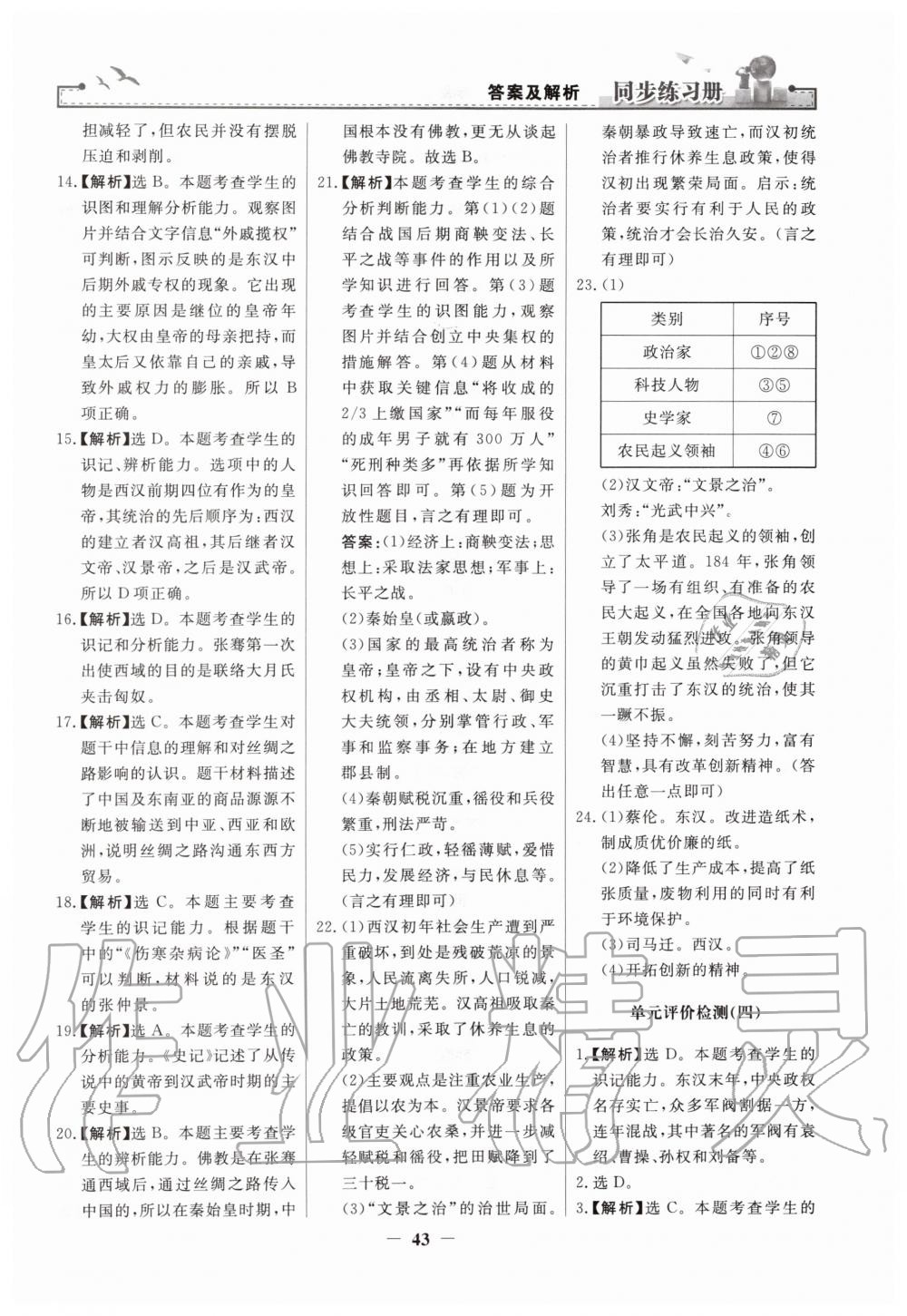 2019年同步練習(xí)冊(cè)七年級(jí)中國(guó)歷史上冊(cè)人教版人民教育出版社 第19頁(yè)