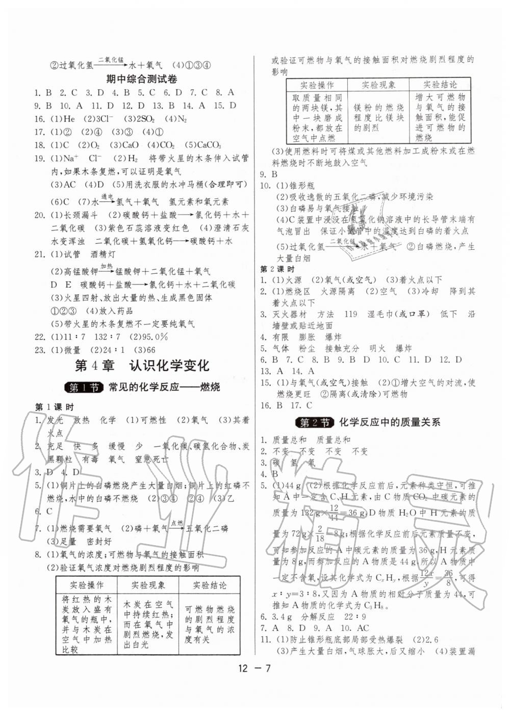 2019年1課3練單元達(dá)標(biāo)測(cè)試九年級(jí)化學(xué)上冊(cè)滬教版 第7頁