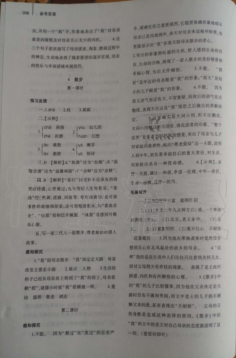 2019年基礎(chǔ)訓(xùn)練七年級語文上冊人教版大象出版社 第6頁