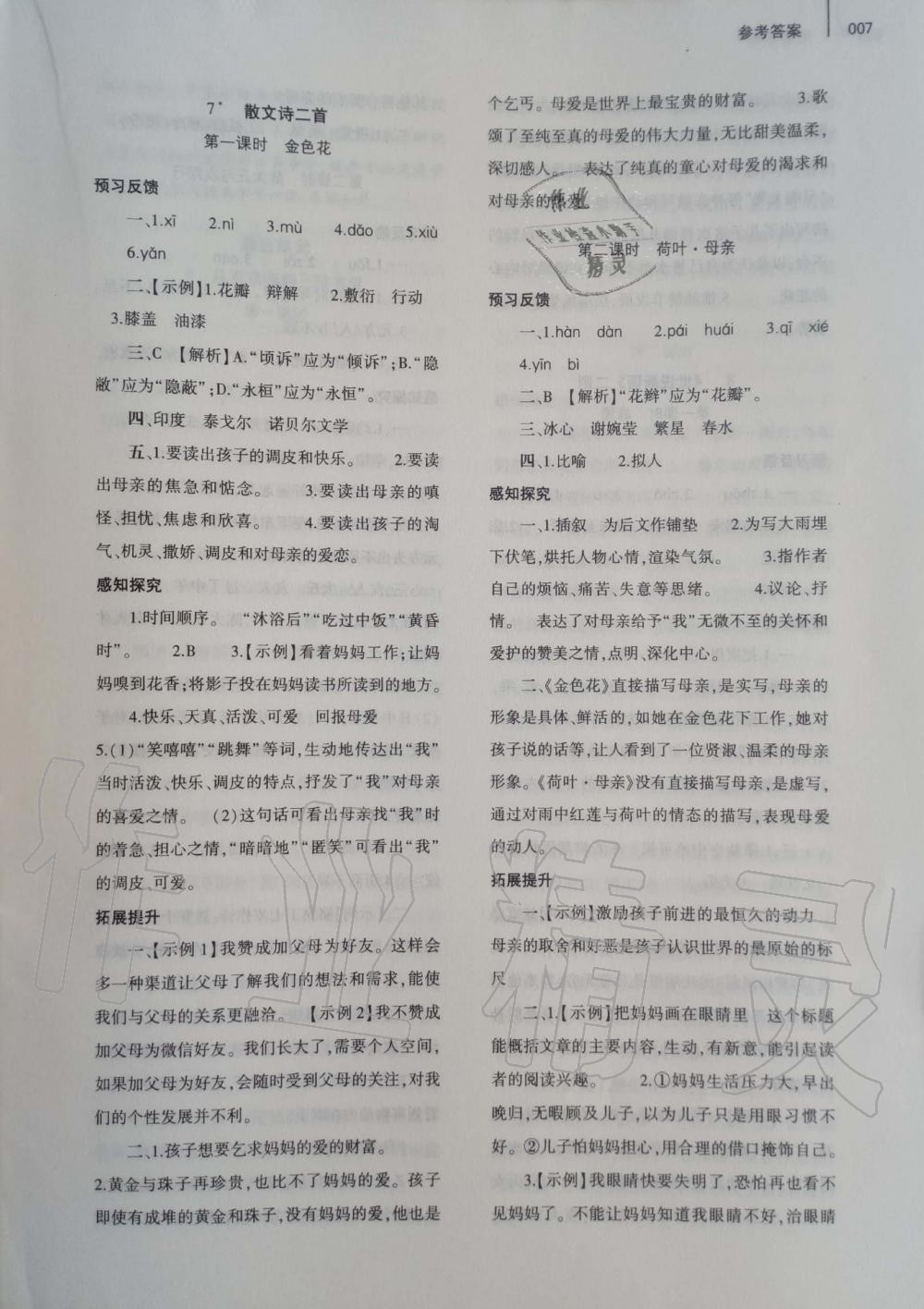 2019年基礎(chǔ)訓(xùn)練七年級語文上冊人教版大象出版社 第7頁