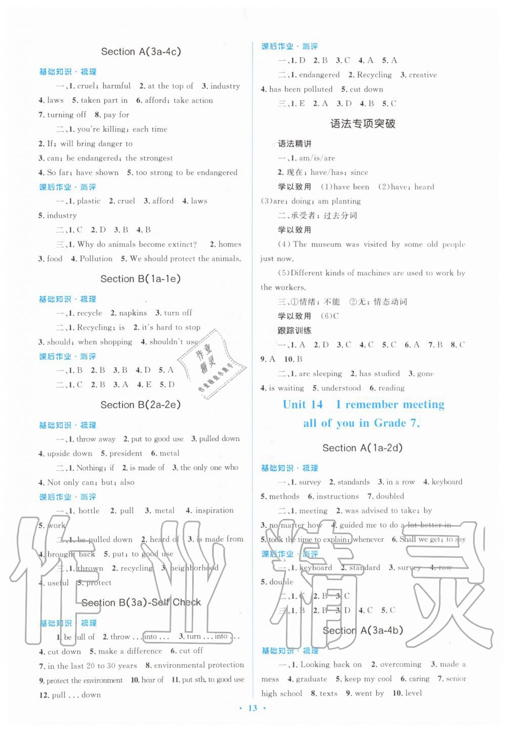 2019年人教金學(xué)典同步解析與測(cè)評(píng)學(xué)考練九年級(jí)英語(yǔ)全一冊(cè)人教版 第13頁(yè)