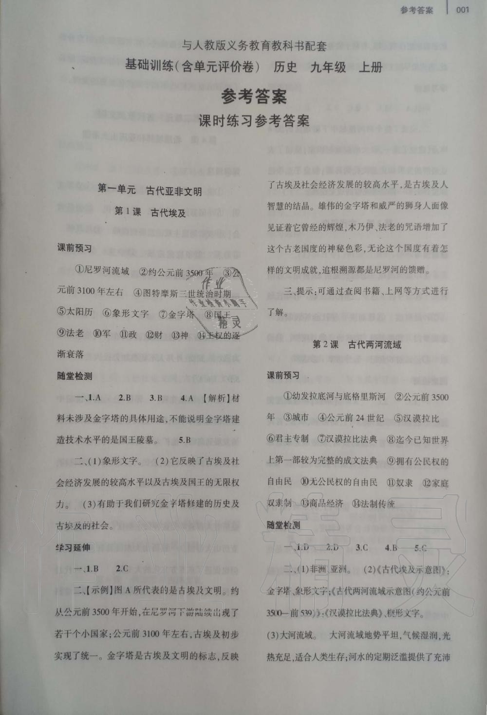 2019年基礎(chǔ)訓(xùn)練九年級歷史上冊人教版大象出版社 第1頁