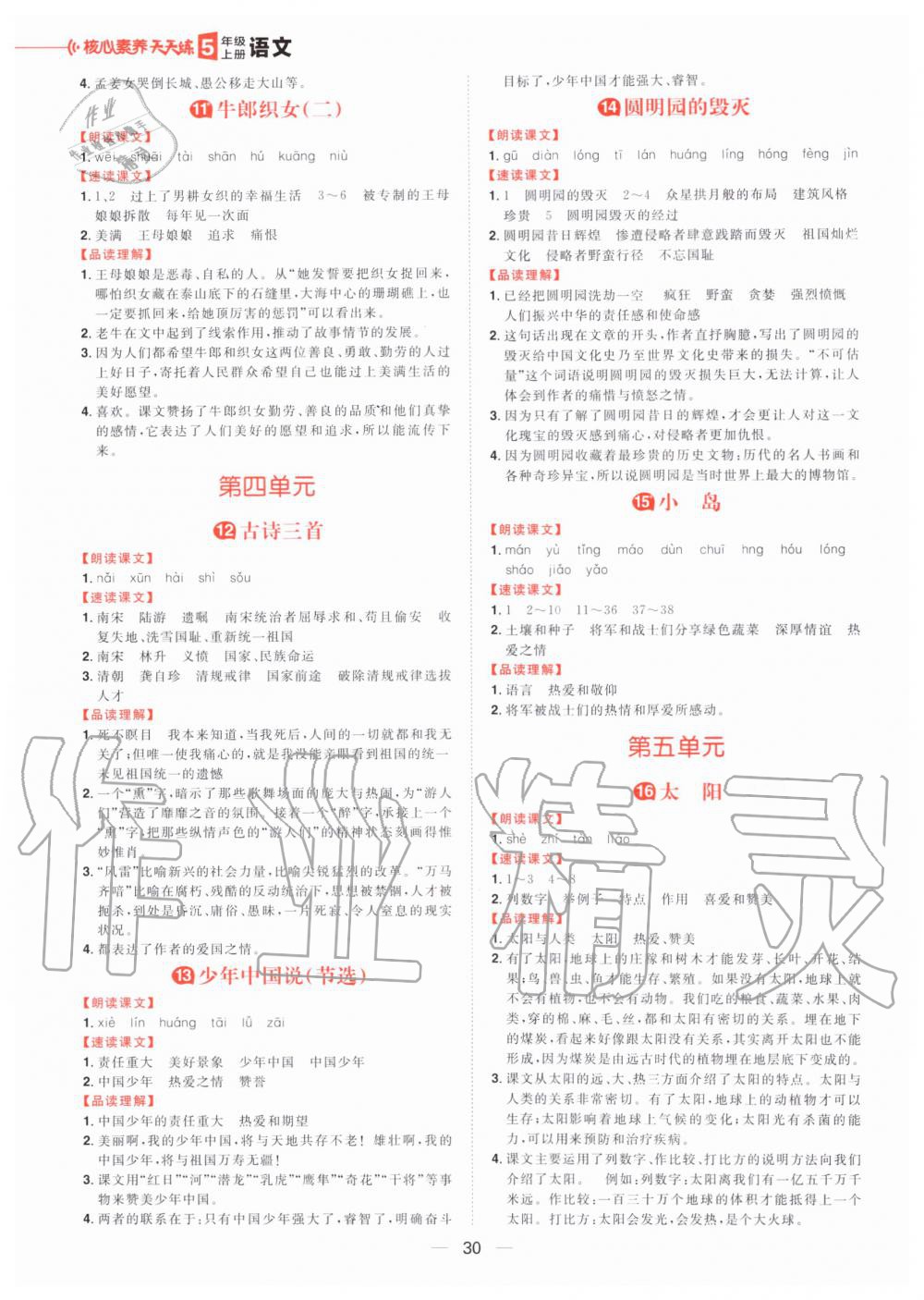 2019年核心素養(yǎng)天天練五年級語文上冊統(tǒng)編版 第19頁