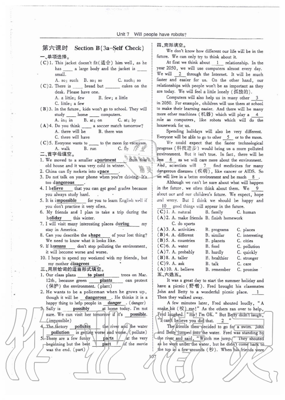 2019年指南針高分必備八年級(jí)英語(yǔ)上冊(cè)人教版 第107頁(yè)