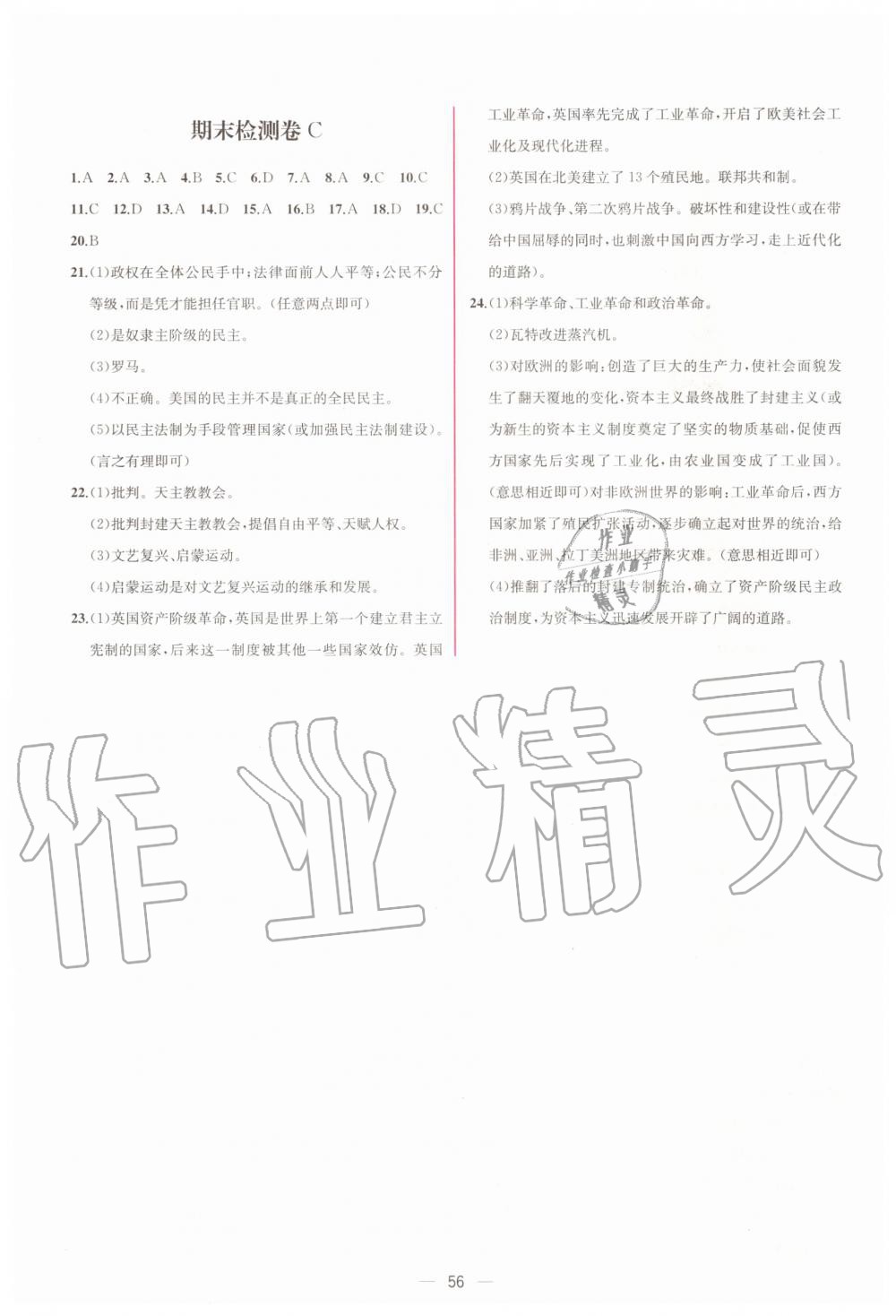 2019年同步學(xué)歷案課時練九年級世界歷史上冊人教版 第16頁