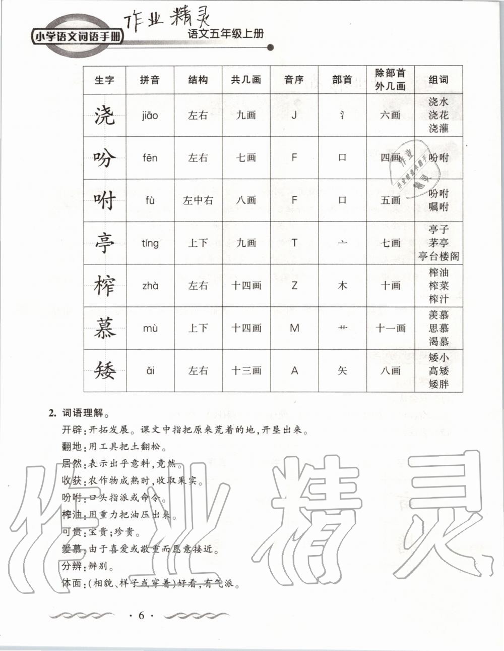 2019年小學語文詞語手冊五年級上冊人教版 第6頁