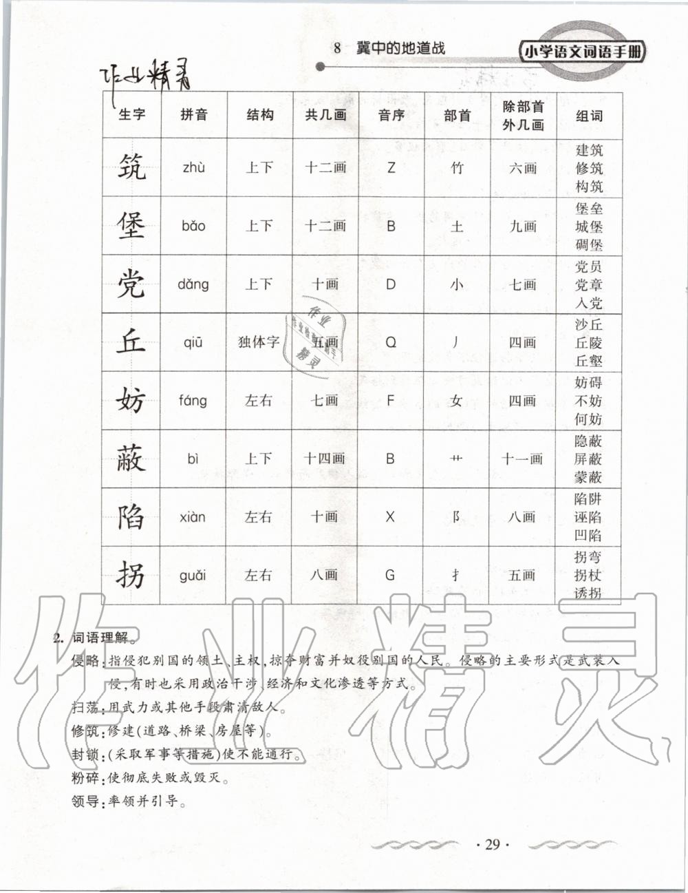 2019年小学语文词语手册五年级上册人教版 第29页