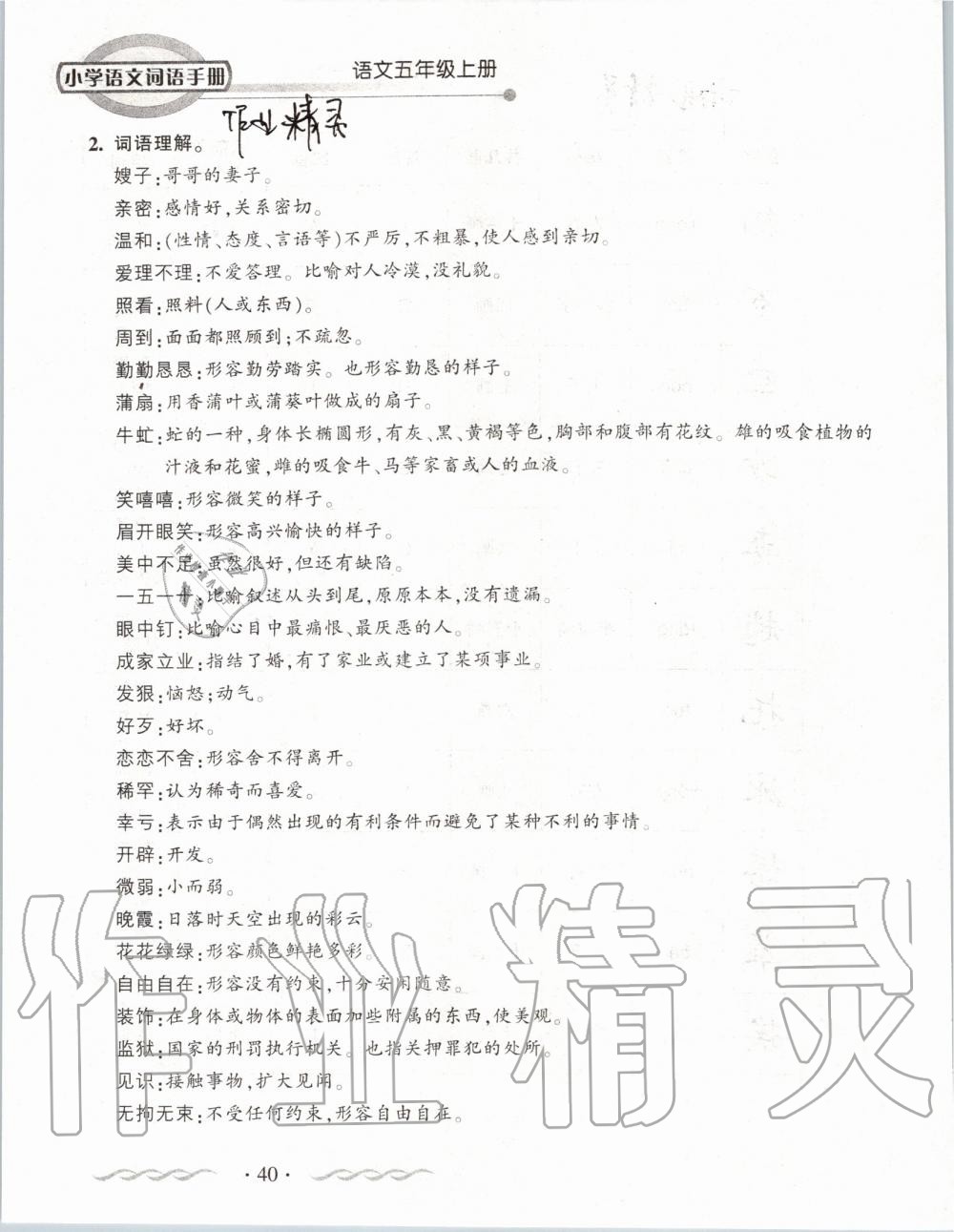 2019年小學(xué)語(yǔ)文詞語(yǔ)手冊(cè)五年級(jí)上冊(cè)人教版 第40頁(yè)