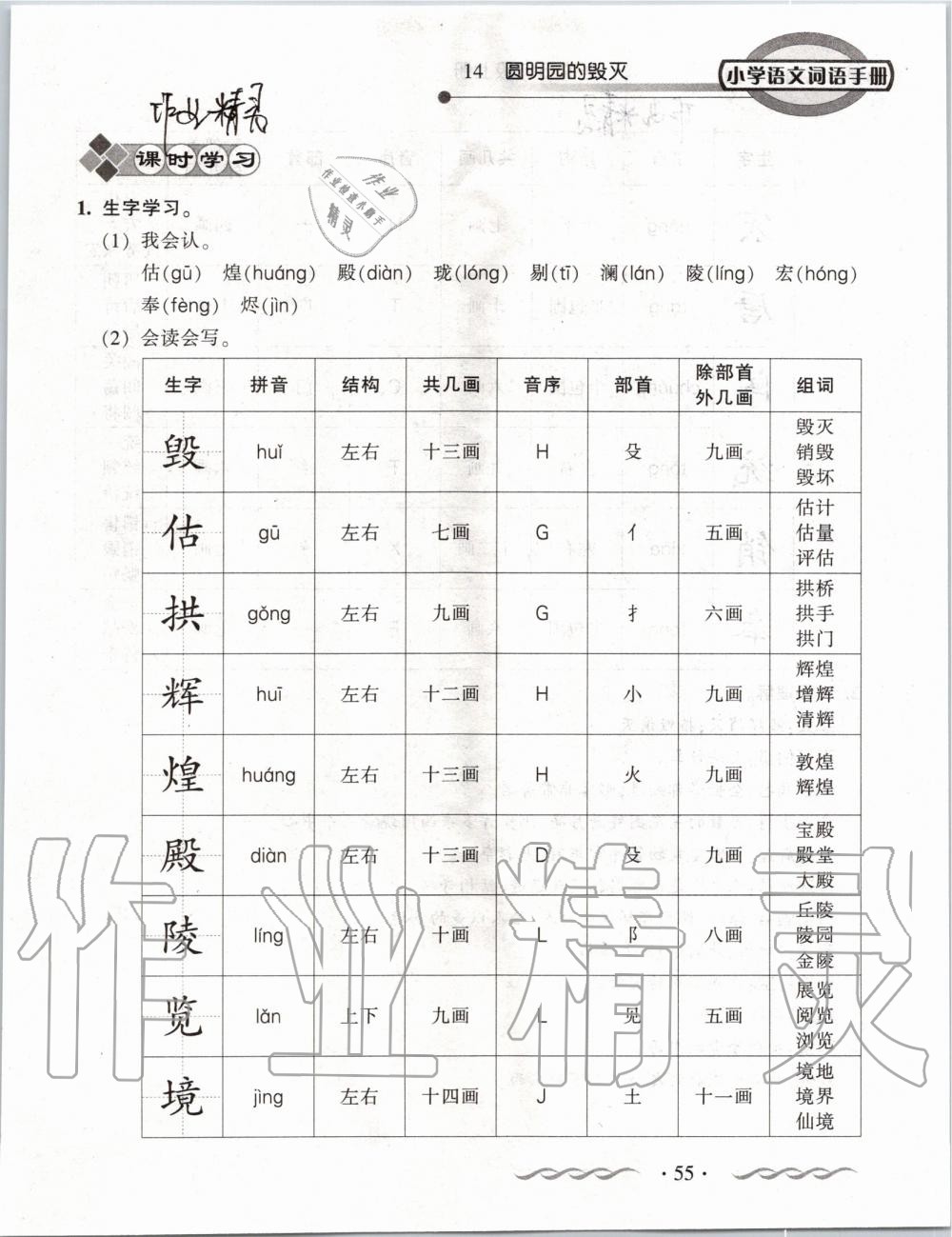 2019年小学语文词语手册五年级上册人教版 第55页