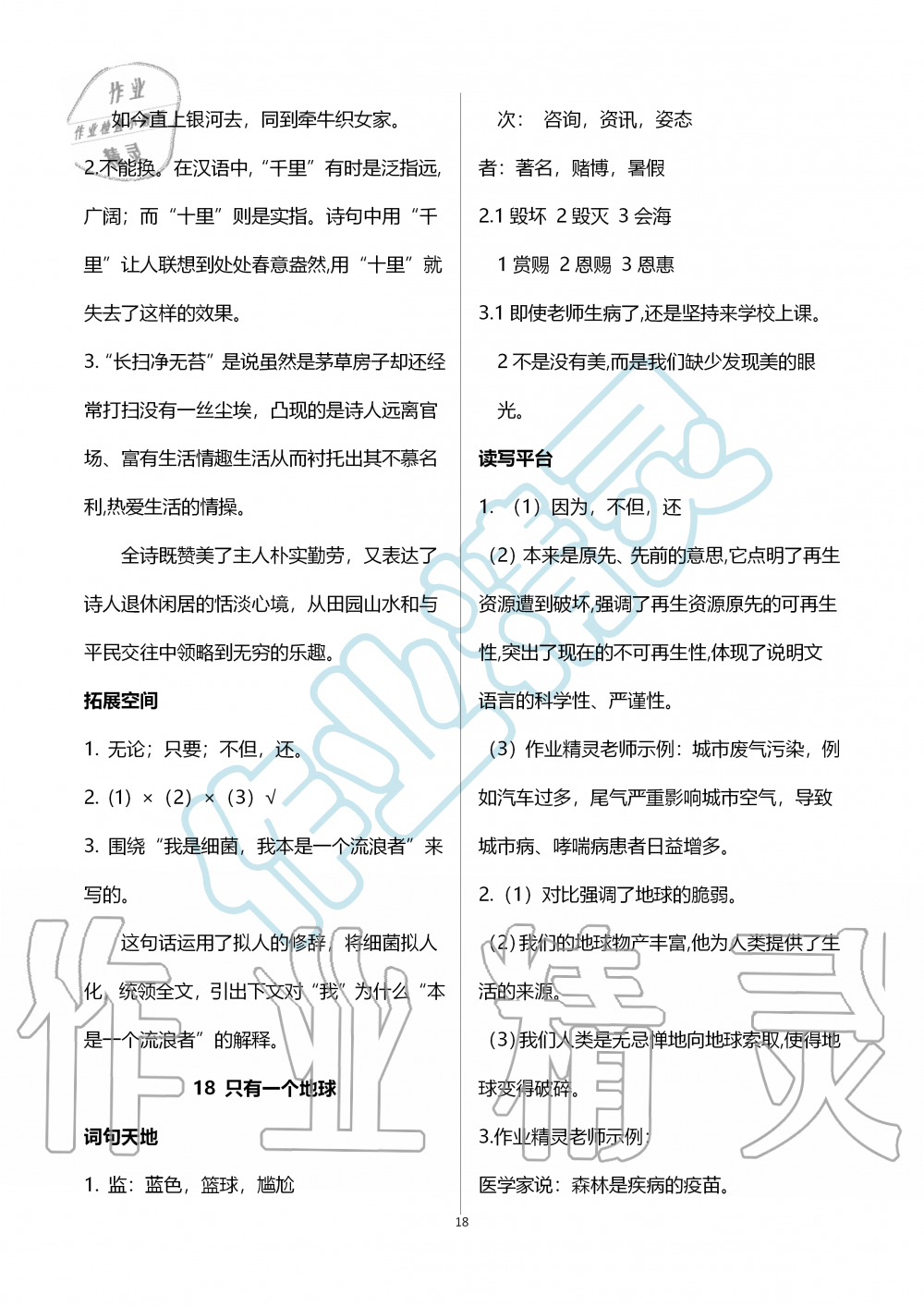 2019年人教金學(xué)典同步解析與測(cè)評(píng)六年級(jí)語(yǔ)文上冊(cè)人教版 第18頁(yè)