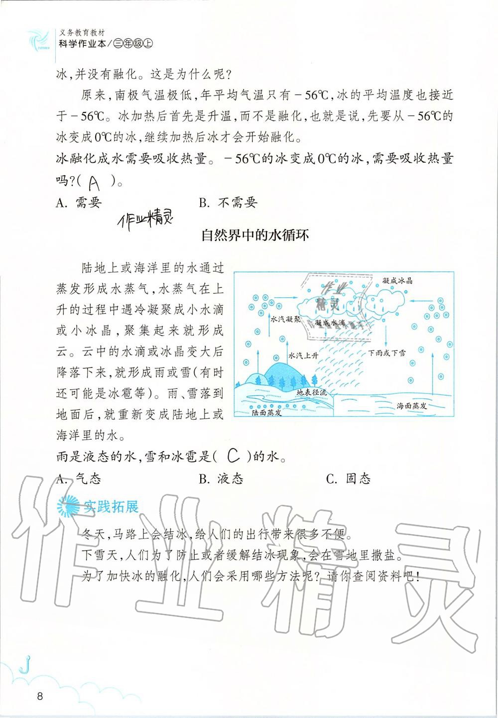 2019年科學(xué)作業(yè)本三年級上冊教科版浙江教育出版社 第8頁