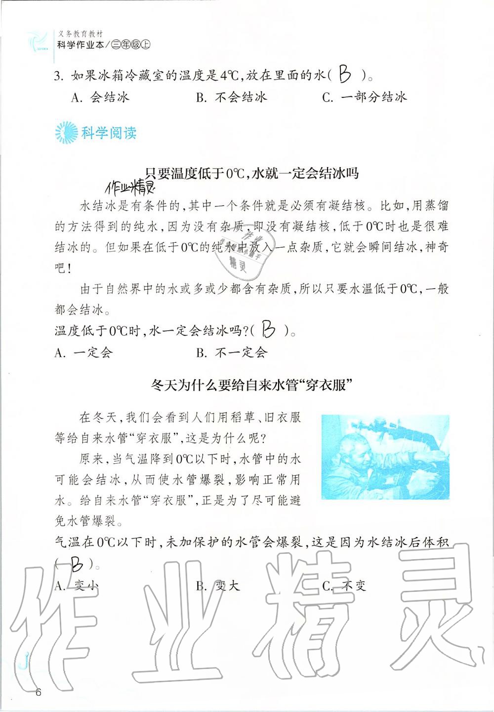 2019年科學(xué)作業(yè)本三年級(jí)上冊教科版浙江教育出版社 第6頁