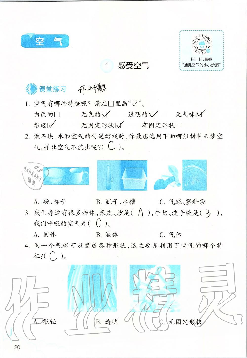 2019年科學(xué)作業(yè)本三年級上冊教科版浙江教育出版社 第20頁