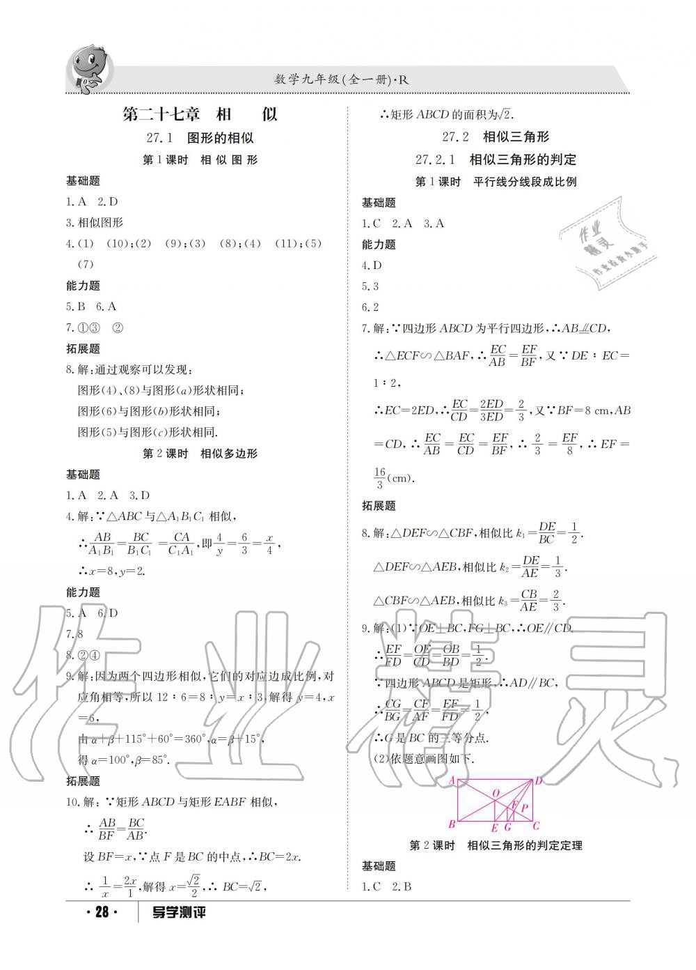 2019年金太阳导学测评九年级数学全一册人教版 第28页