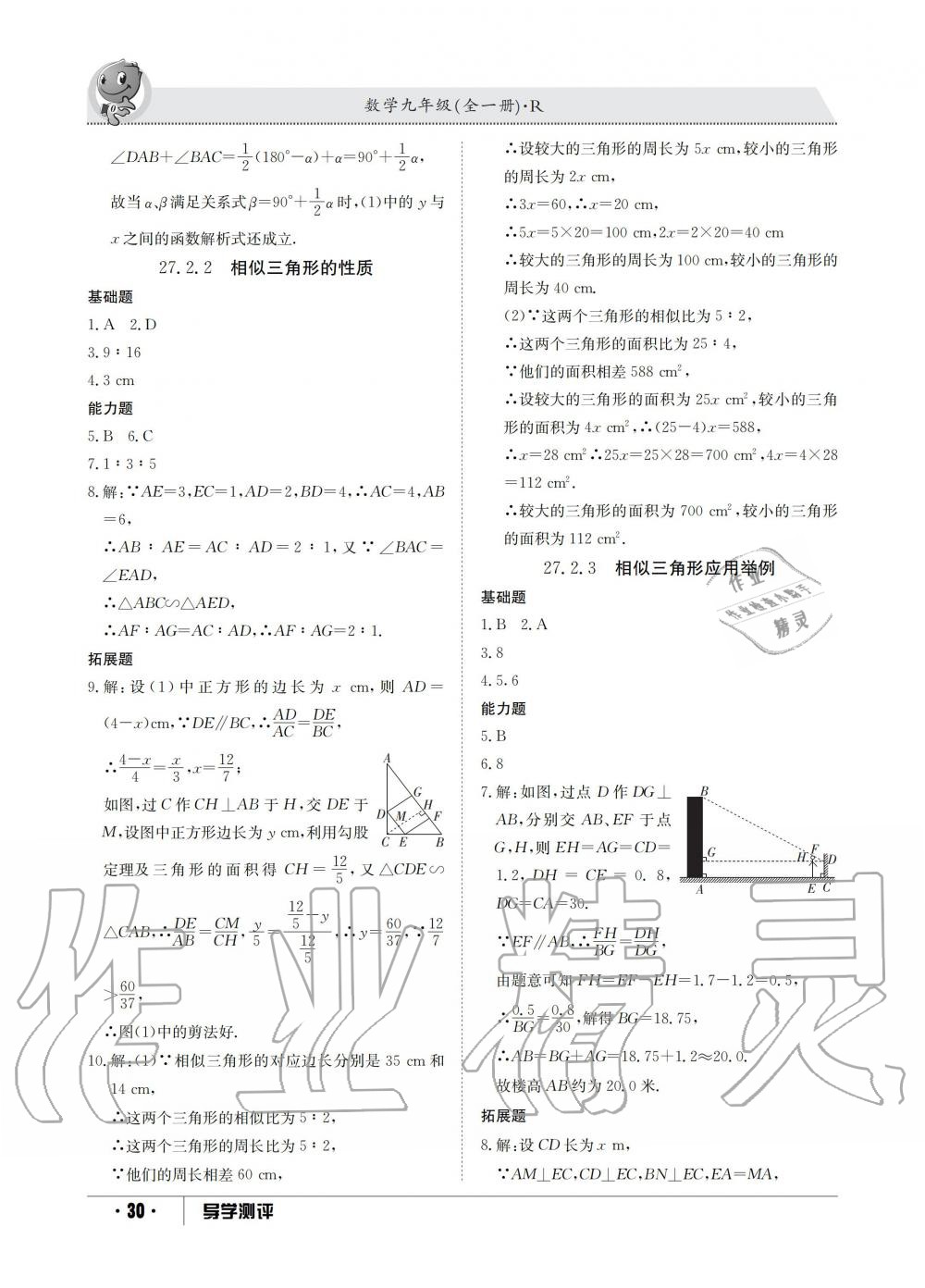 2019年金太阳导学测评九年级数学全一册人教版 第30页