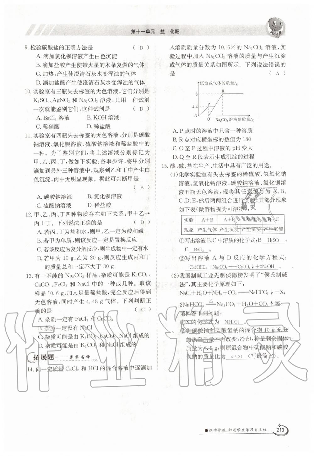 2019年金太陽導(dǎo)學(xué)測評九年級化學(xué)全一冊人教版 第213頁