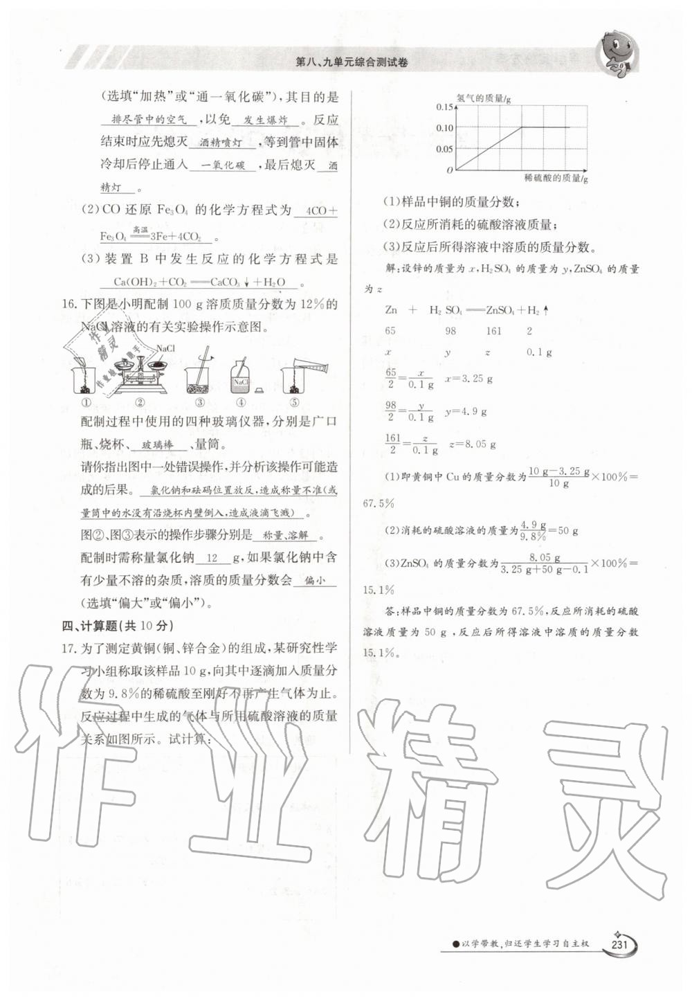 2019年金太陽導(dǎo)學(xué)測評九年級化學(xué)全一冊人教版 第231頁