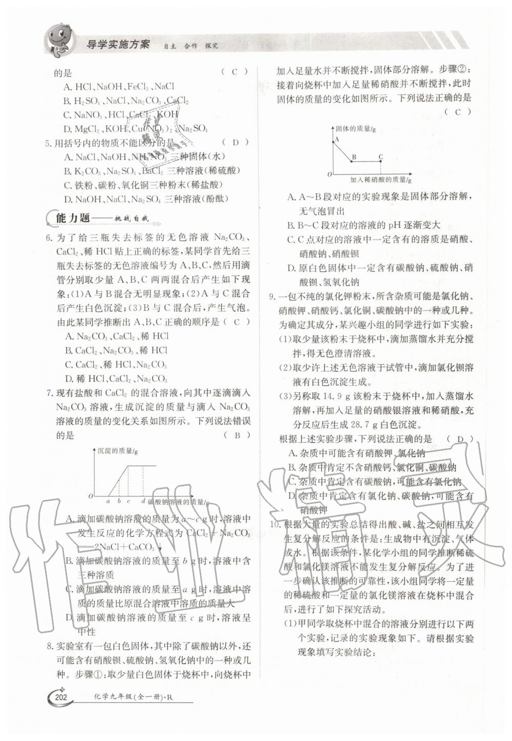 2019年金太陽導學測評九年級化學全一冊人教版 第202頁