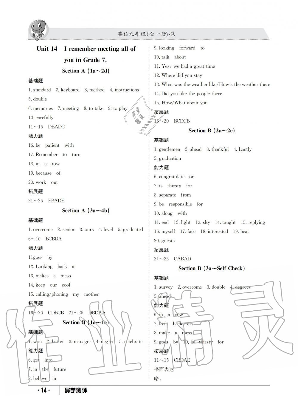2019年金太阳导学测评九年级英语全一册人教版 第14页