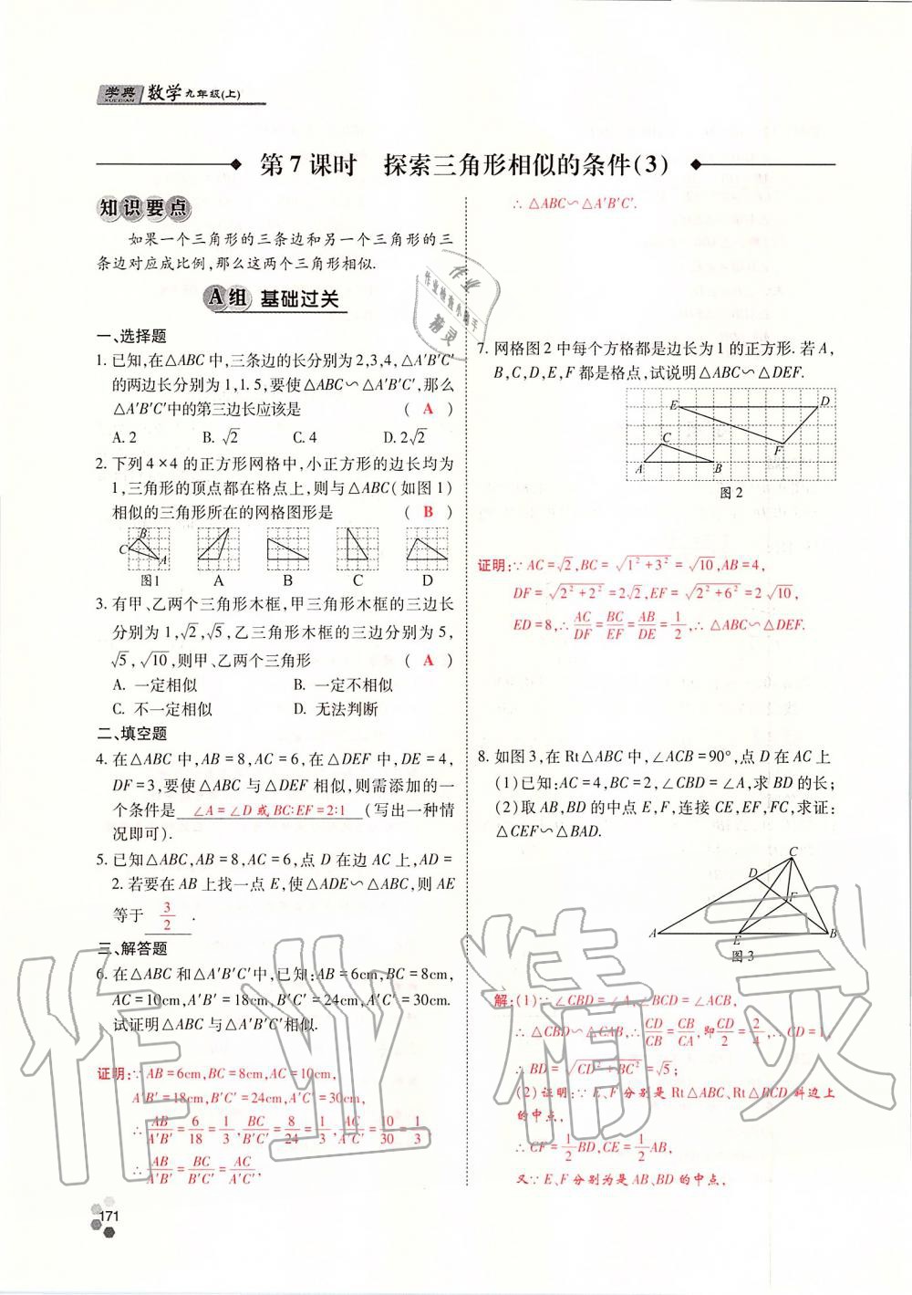 2019年學典四川九年級數(shù)學全一冊人教版 第171頁