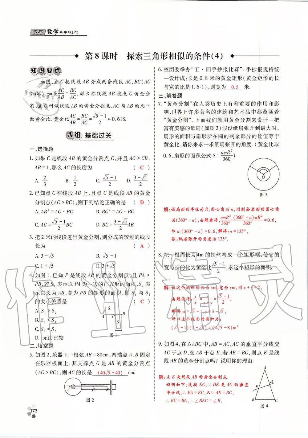 2019年學(xué)典四川九年級(jí)數(shù)學(xué)全一冊(cè)人教版 第173頁(yè)