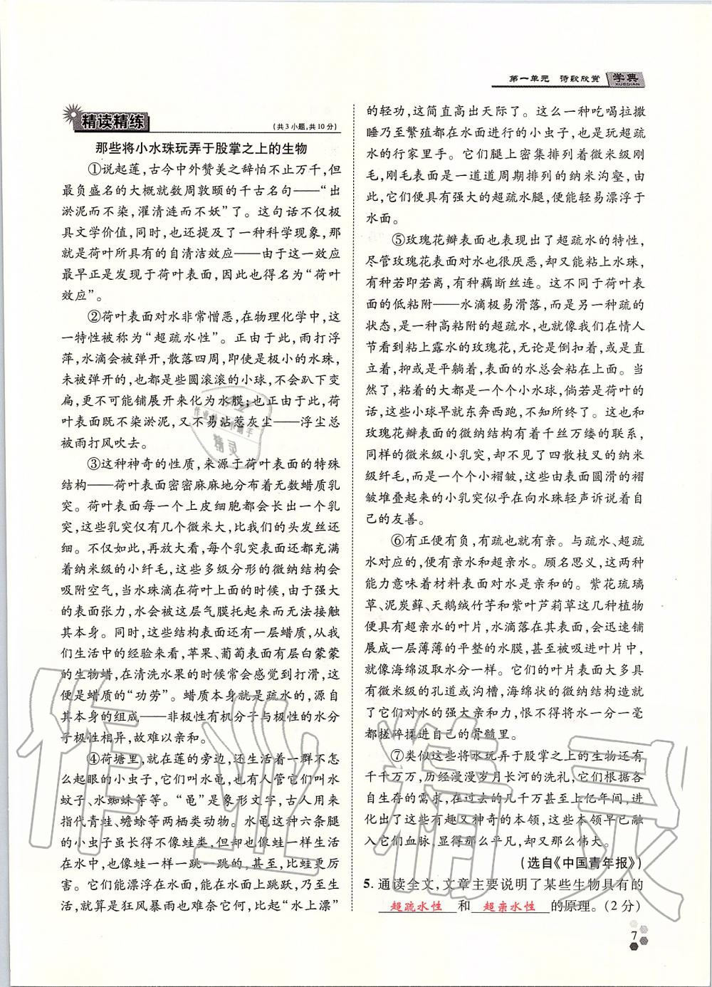 2019年學(xué)典九年級(jí)語(yǔ)文全一冊(cè)人教版北京時(shí)代華文書(shū)局 第7頁(yè)