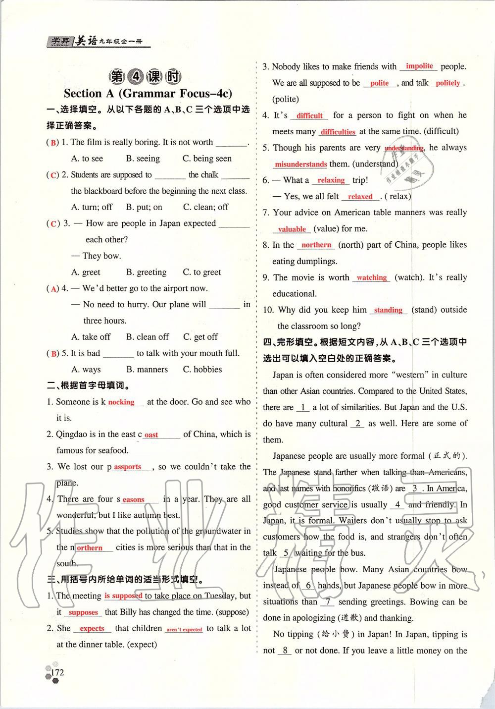 2019年學(xué)典課時(shí)精練九年級英語全一冊人教版北京時(shí)代華文書局 第261頁