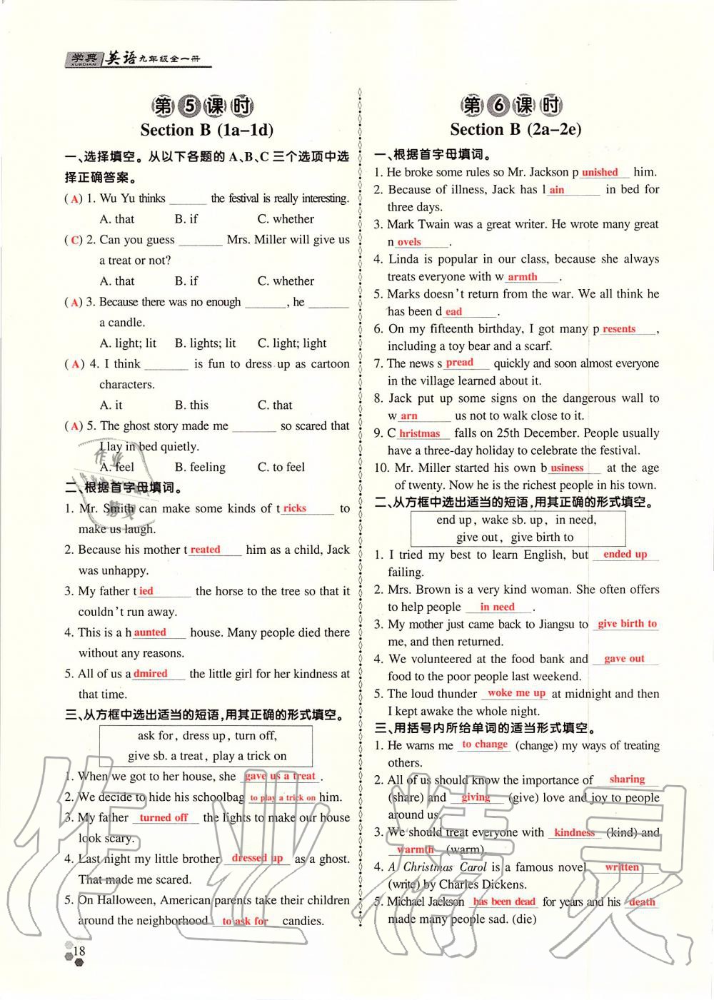 2019年學(xué)典課時(shí)精練九年級英語全一冊人教版北京時(shí)代華文書局 第17頁