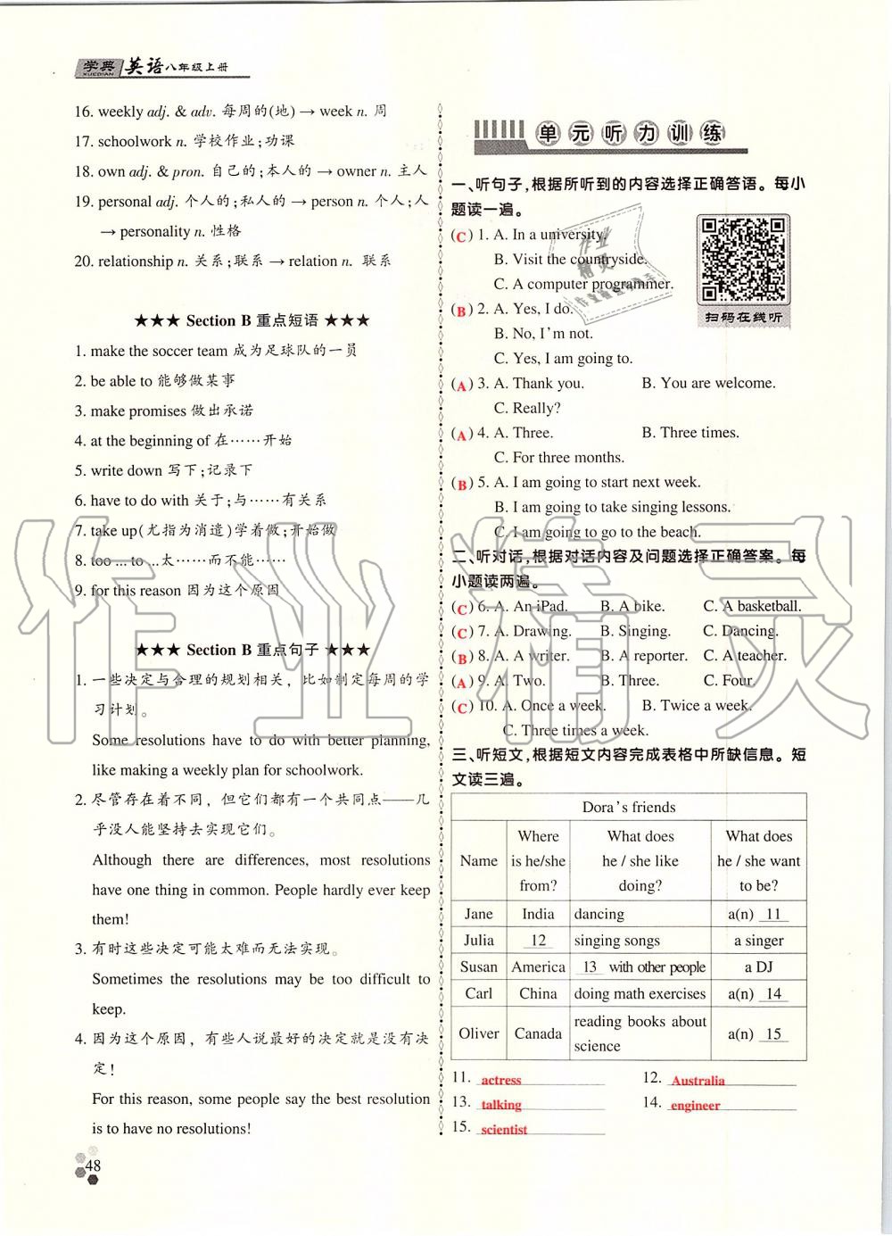 2019年學(xué)典課時(shí)精練八年級(jí)英語(yǔ)上冊(cè)人教版北京時(shí)代華文書(shū)局 第47頁(yè)