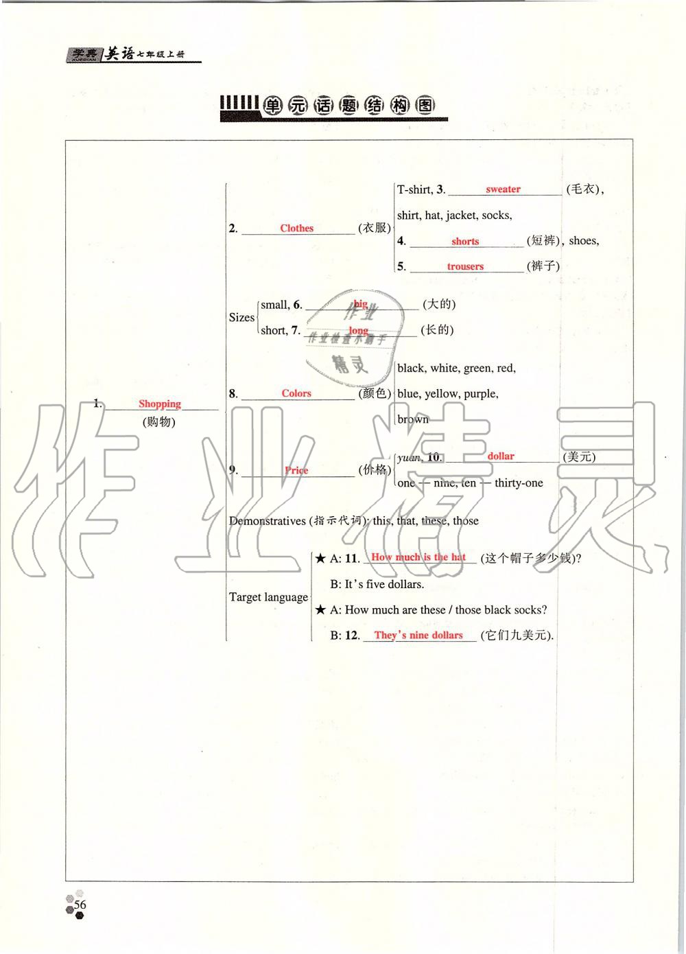 2019年學典課時精練七年級英語上冊人教版北京時代華文書局 第55頁