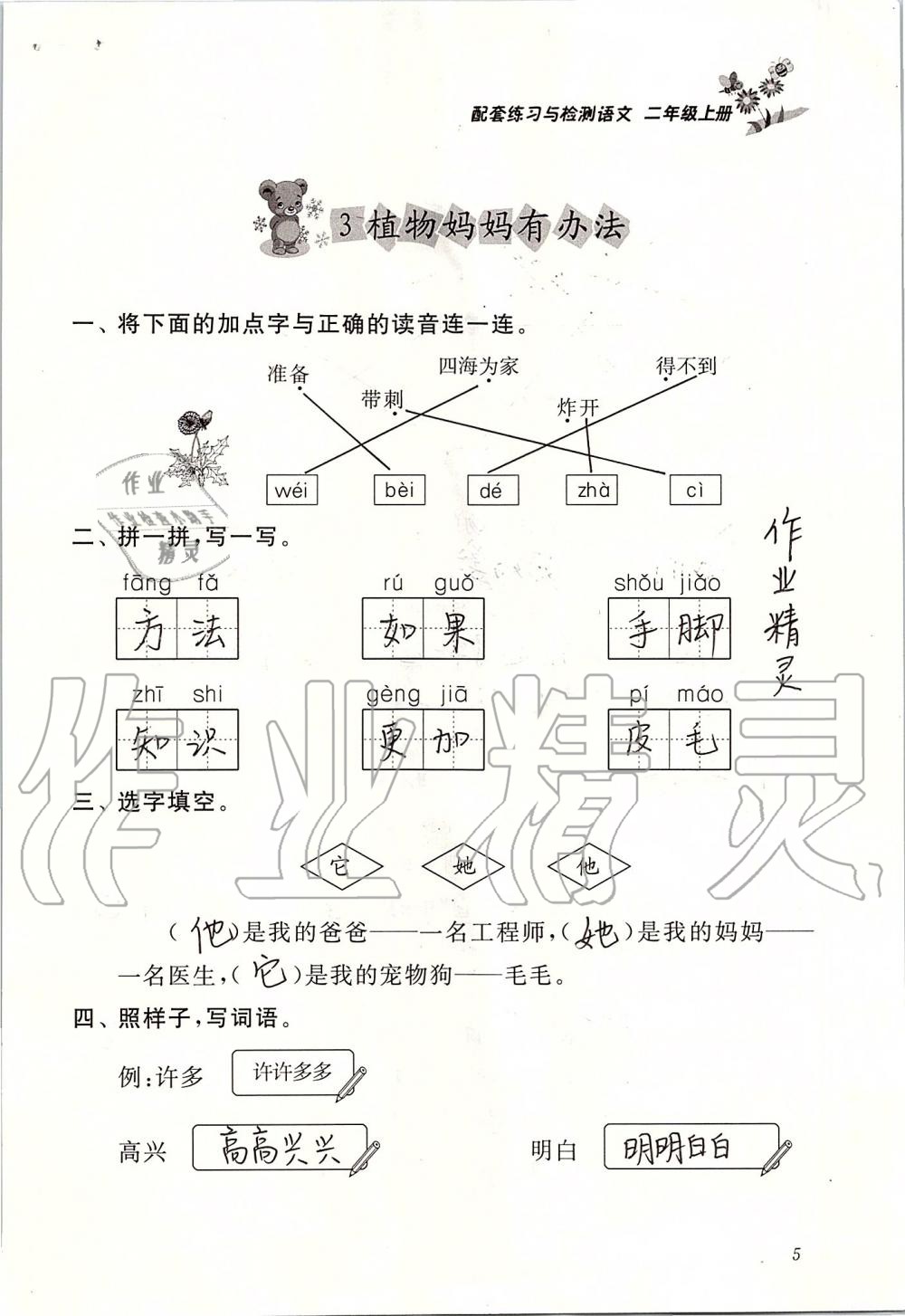 2019年配套练习与检测二年级语文上册人教版 第5页