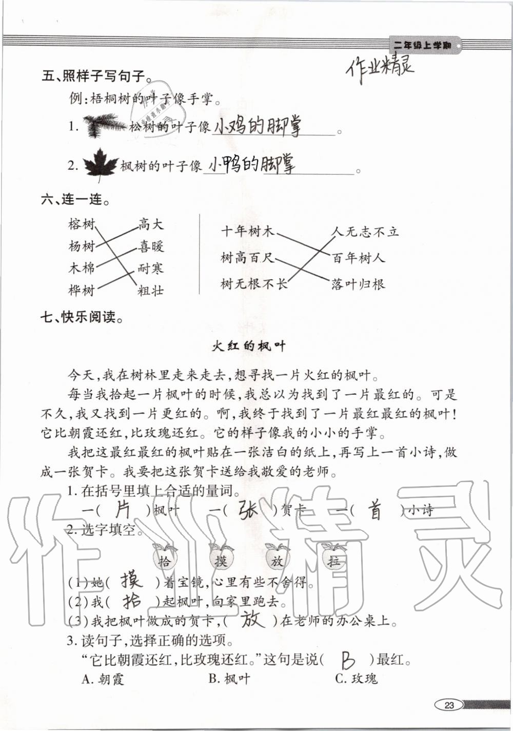 2019年新課堂同步學(xué)習(xí)與探究二年級(jí)語(yǔ)文上學(xué)期人教版 第23頁(yè)