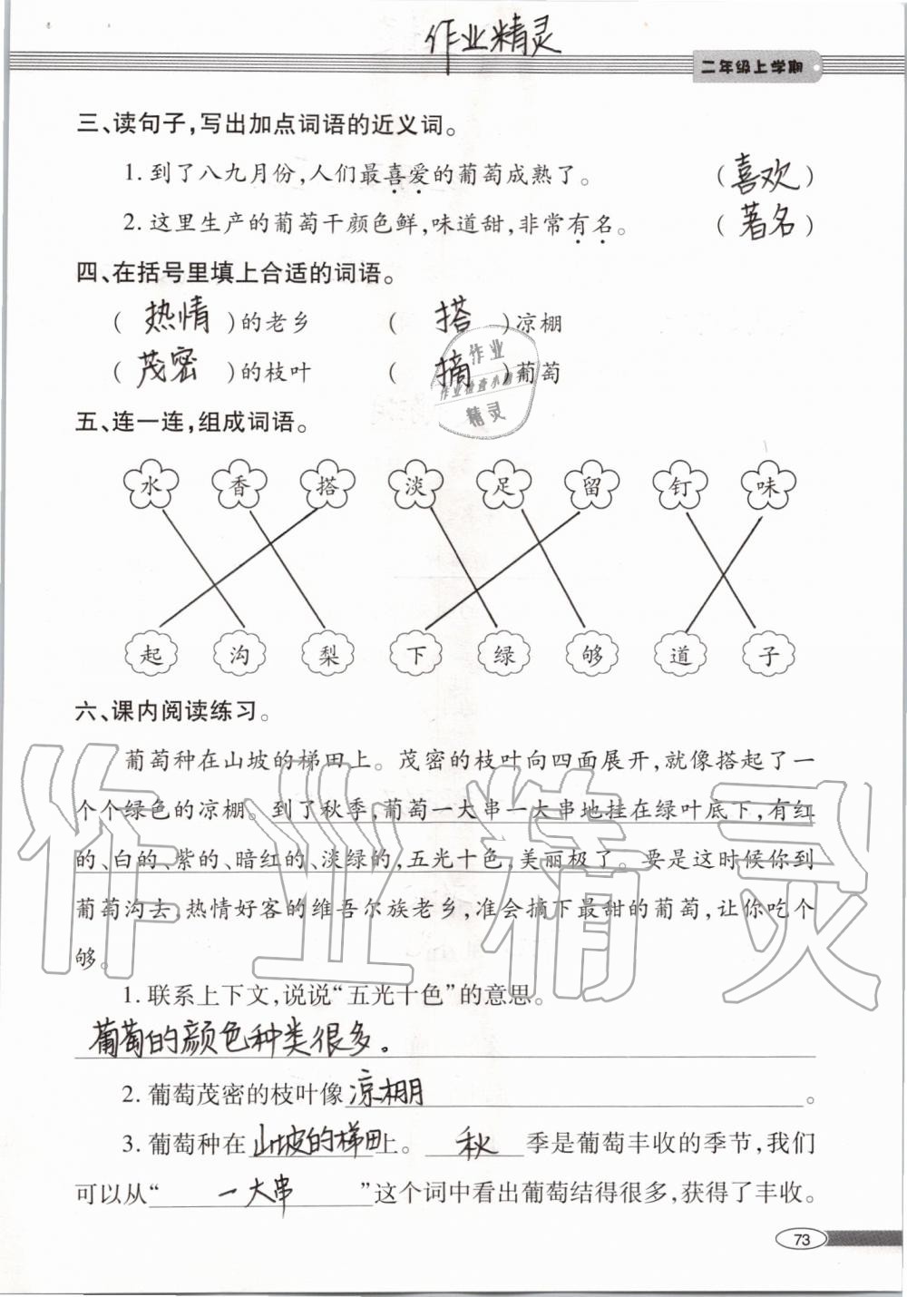 2019年新課堂同步學(xué)習(xí)與探究二年級(jí)語(yǔ)文上學(xué)期人教版 第73頁(yè)