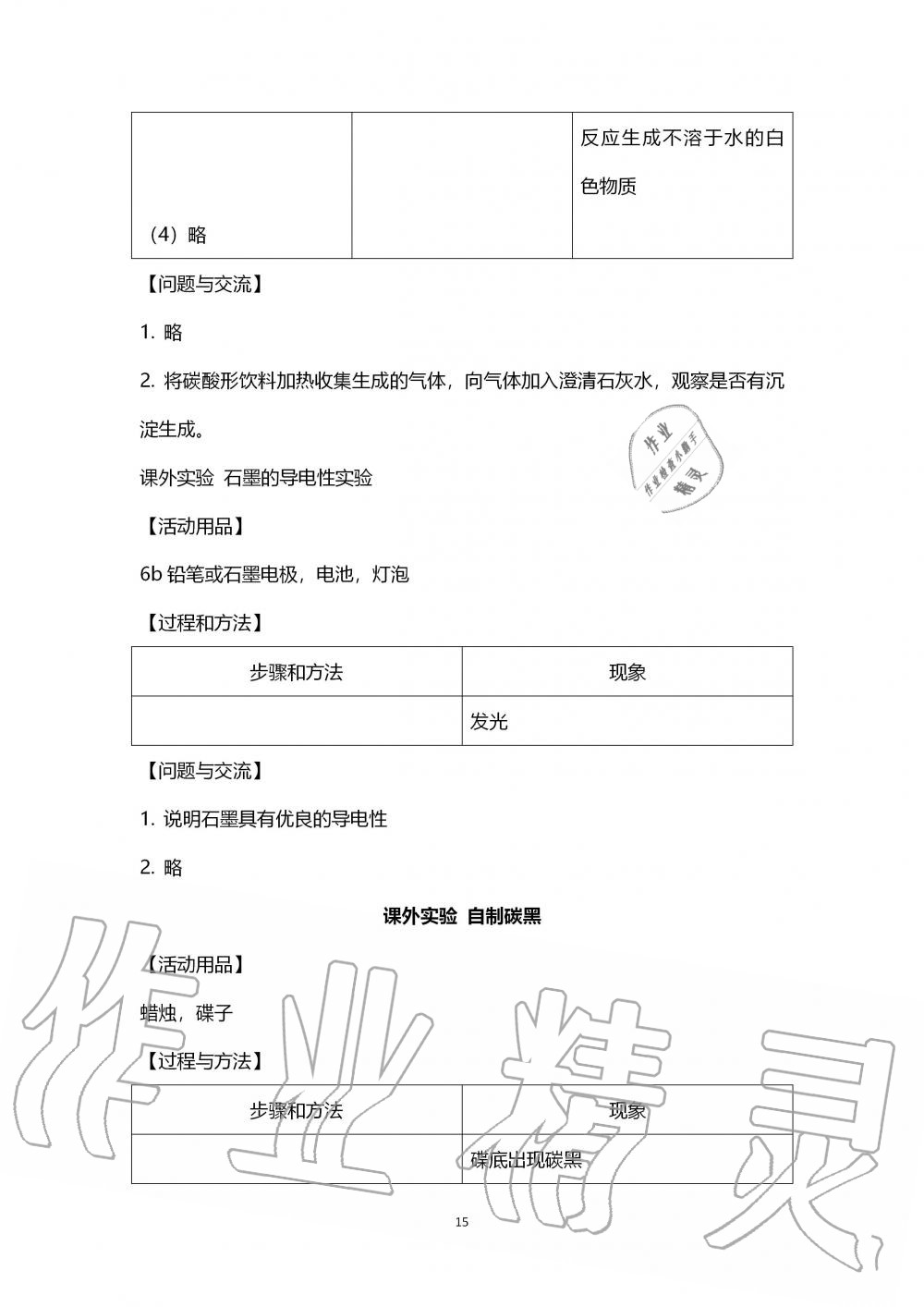 2019年探究活動報告冊九年級化學上冊人教版 第15頁