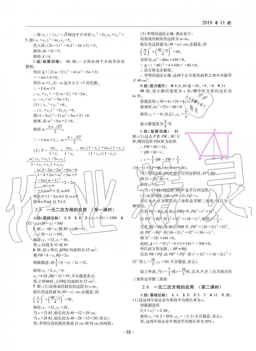 2019年理科爱好者九年级数学全一册北师大版第11期 第54页