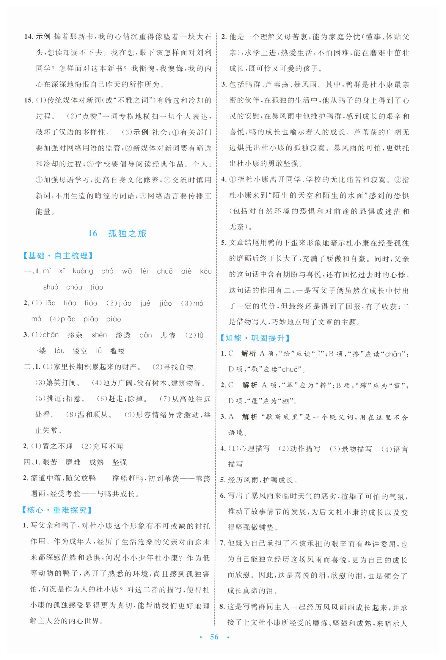 2019年初中同步學(xué)習(xí)目標(biāo)與檢測(cè)九年級(jí)語(yǔ)文上冊(cè)人教版 第16頁(yè)