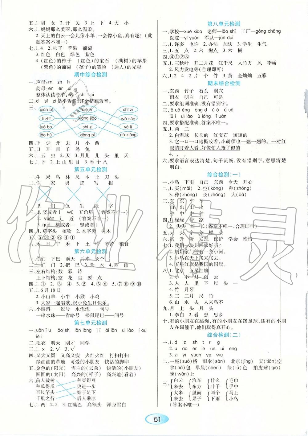 2019年資源與評價一年級語文上冊人教版 第7頁