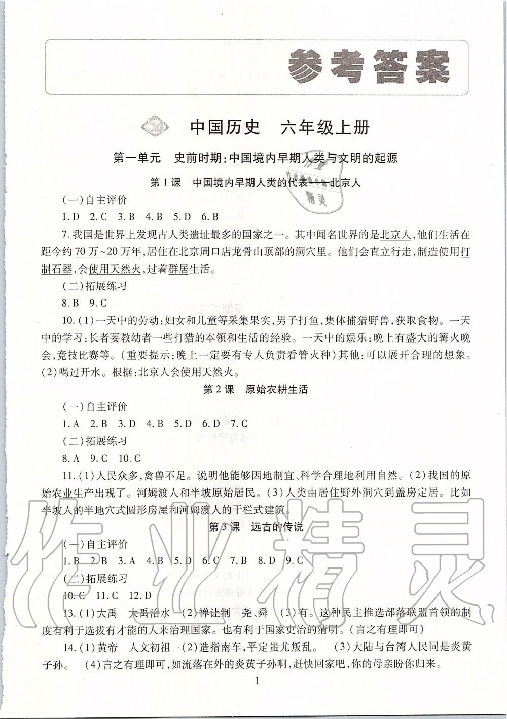 2019年智慧學(xué)習(xí)六年級中國歷史上冊人教版五四制 第1頁