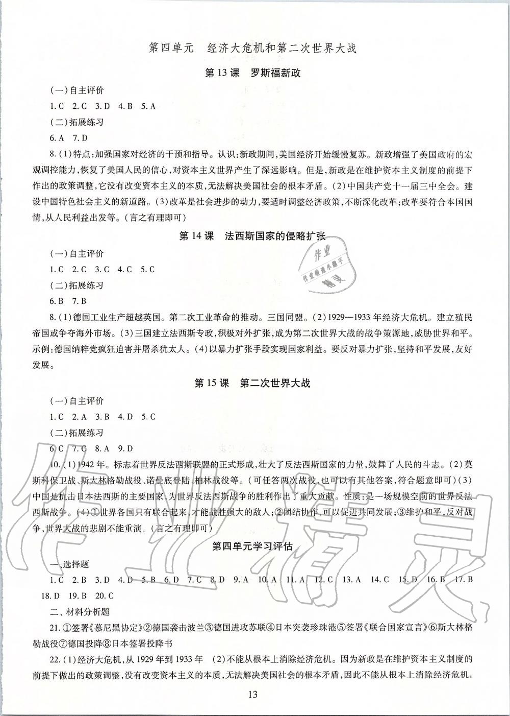 2019年智慧學(xué)習(xí)九年級(jí)世界歷史全一冊(cè)人教版 第13頁(yè)