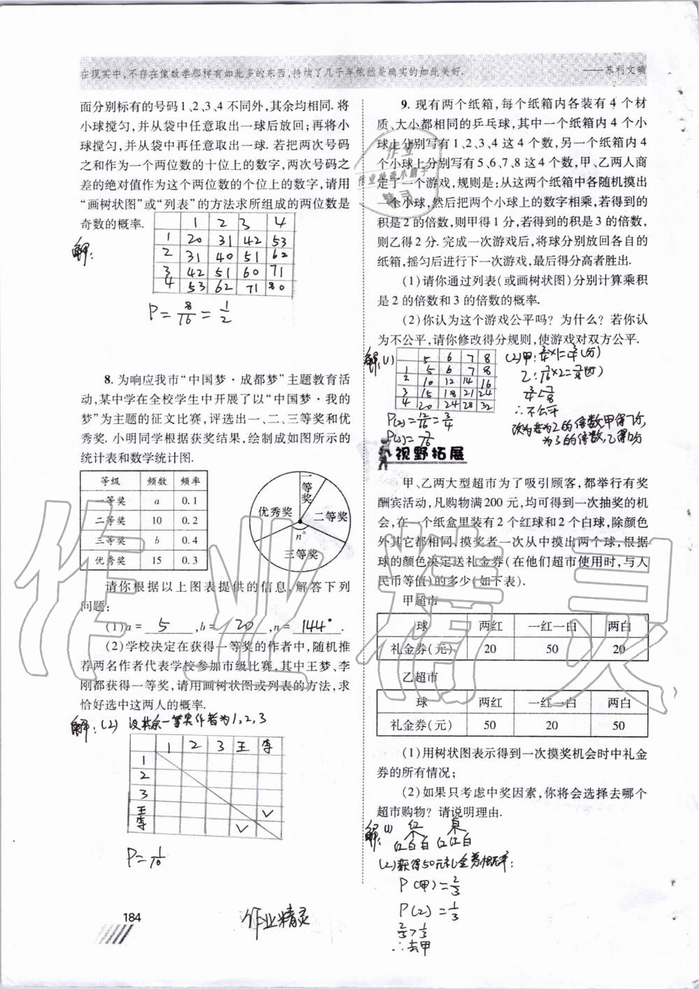 2019年育才金典九年級(jí)數(shù)學(xué)全一冊北師大版 第177頁